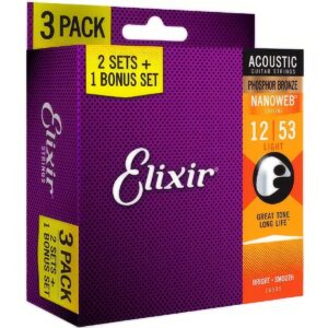 Elixir Nanoweb Phosphor Bronze Light (012-053) 엘릭서 포스포 브론즈 통기타줄 3팩 16545