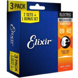Elixir NANOWEB Electric Super Light 3팩 009-042 / 나노웹 일렉기타 스트링 3팩 (16540)