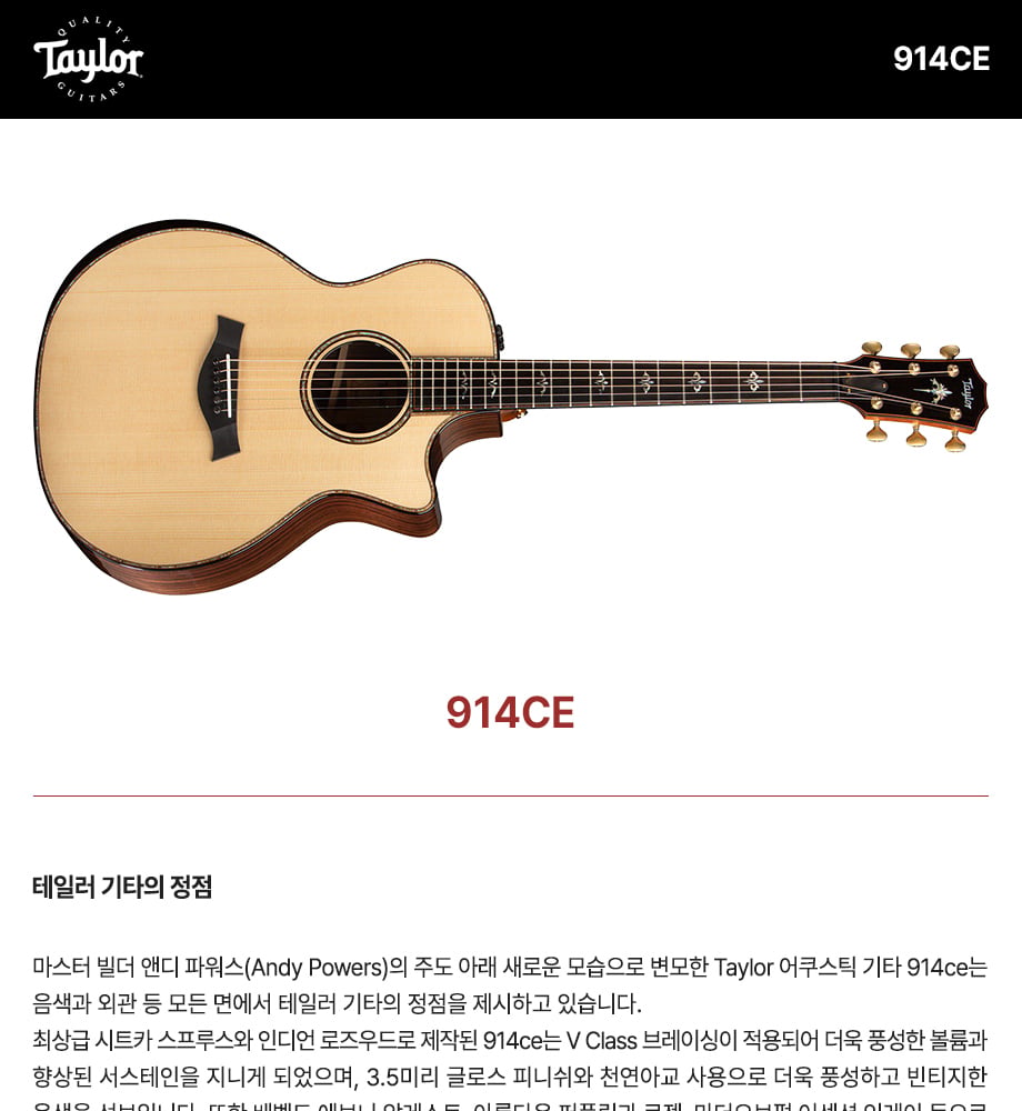Taylor 914ce ES2 / 테일러 어쿠스틱기타 V-Class - 형제악기 BrosMusic